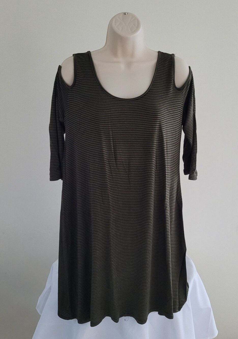 ROLLA COASTER Womens Cold-Shoulder Charcoal Knit Top/Tunic/Dress-Lg -NEW w/tags